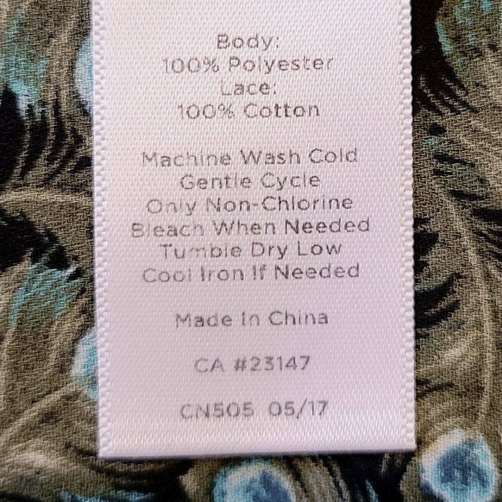 Talbots Black Peacock Feather Print Split Button … - image 8